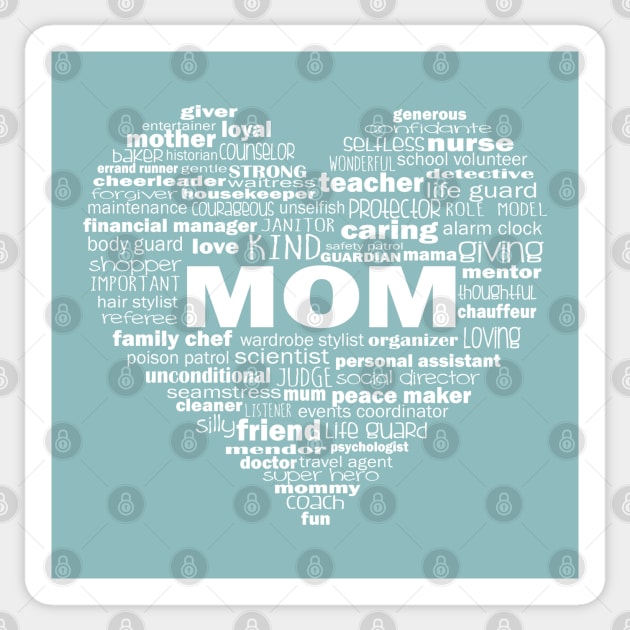 Heart Mom Word Cloud - White Sticker by Jitterfly